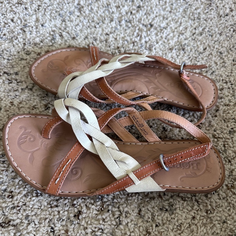 Bjorn strappy leather braided tan white Sandals 7
